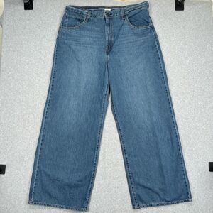 Levis Cinch Baggy Jeans Womens 34 x 31 (34-38) Blue Wide Leg Denim Adjustable